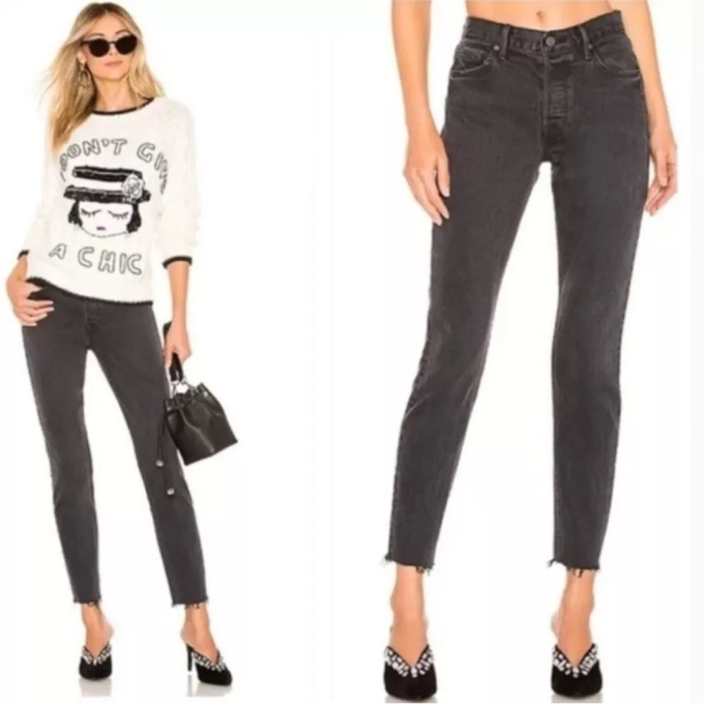 GRLFRND Yasmin Frayed Hem Jeans in Lust For Life